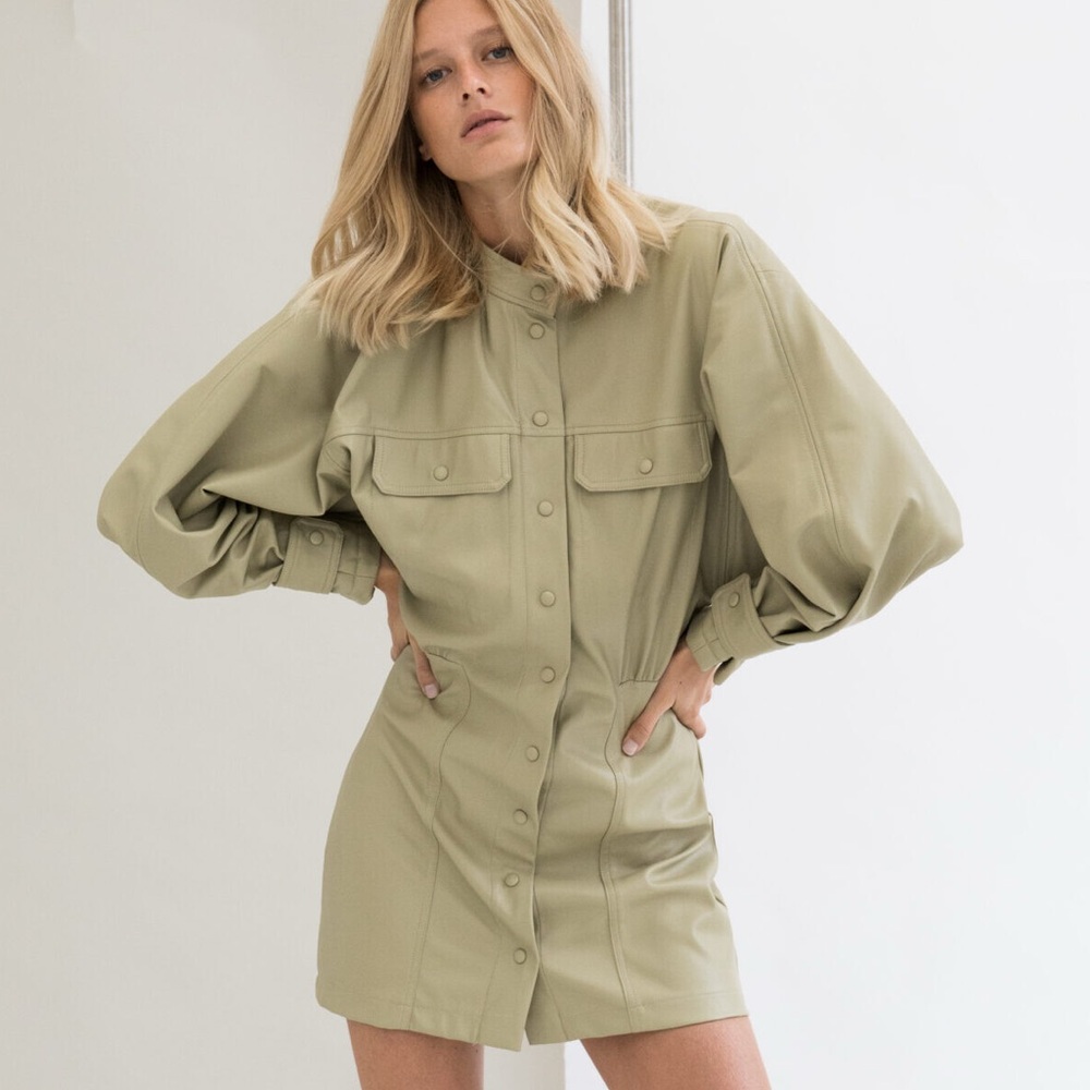 Zara *NWT* Stylish XS vegan leather mini dress - Picture 2 of 6
